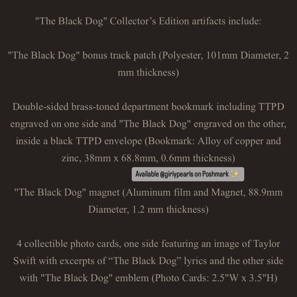 Taylor Swift The Tortured Poets Department Collector's CD + "The Black Dog” NEW - Picture 7 of 7